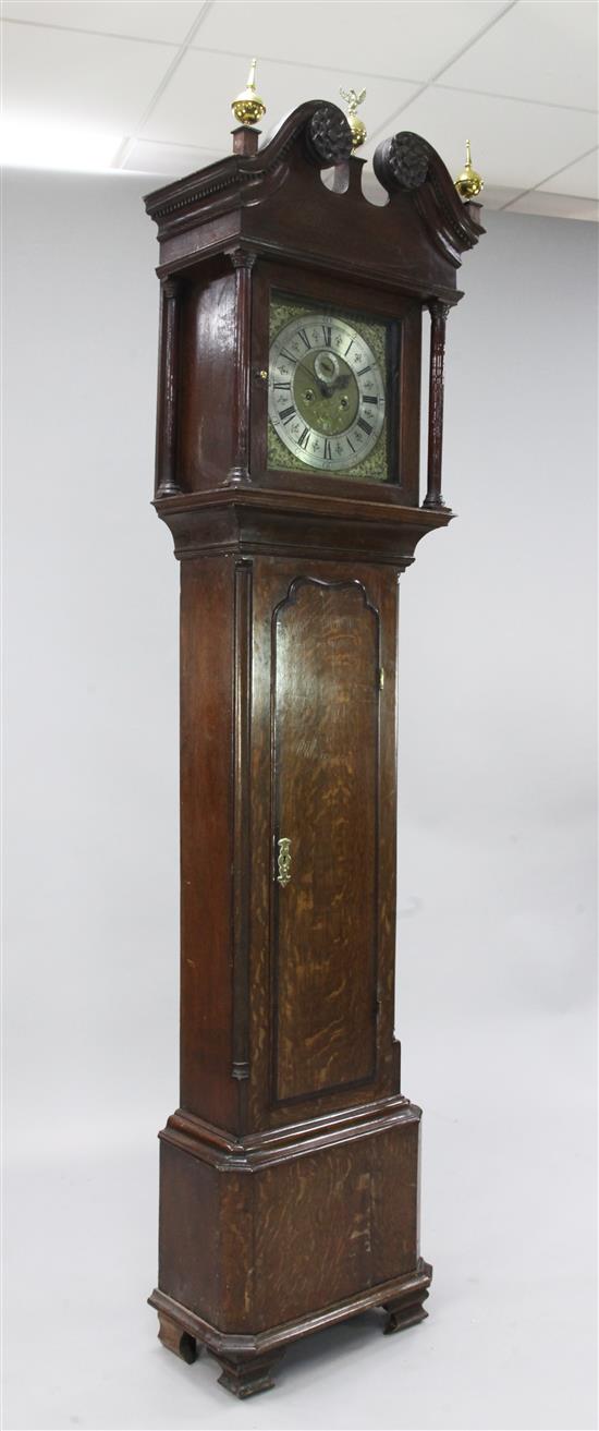 Peter Hathorn Thrut. A George III oak cased eight day longcase clock, 7ft 5in.